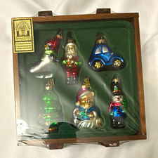 Thomas Pacconi Classics 2002 Collection 6pc Glass Santa Snowman Ornaments Box picture