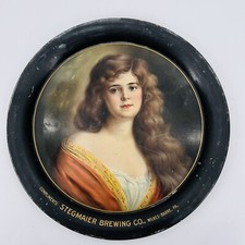 Antique Litho Portrait Victorian Girl Stegmaier Brewing Co Wilkes-Barre Pa. Tray picture
