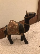 Vintage Wood And Metal Camel Figure Hand Carved Rare charles marcak horse picture