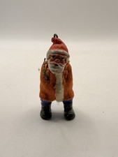 Antique Putz German Clay Face Sitting Belsnickel Santa Claus Mini Figure  picture