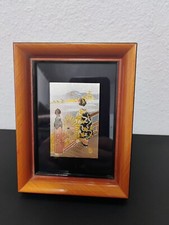 Vintage Tin Asian Print Geisha Woman (Butterfly) Foil 5½ x 4¼ Frame 3x2 picture