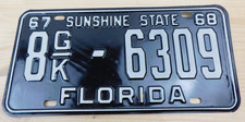 Vintage 1967/68 Florida License Plate Tag # 8G/K-6309 Volusia County picture
