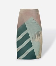 John Bergen Studio Art Vase 13.5” Modernist Retro Abstract 1989 Signed Rare picture