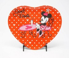 Disney Sweet Minnie Heart-Shaped Dessert Plate – Red & Pink Polka Dots picture