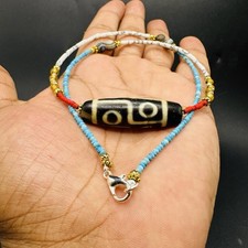 Antique Tibetan Old ‑Eye Dzi Bead Necklace, picture