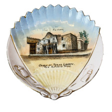 SAN ANTONIO The Alamo  TX TEXAS ANTIQUE Souvenir CHINA TRINKET SHELL DISH picture
