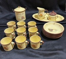 Vintage Monterrey Western Ware yellow enamelware large lot pitcher platter picture
