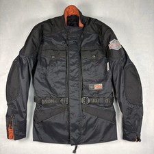 Y2K Harley Davidson FXRG Motorcycle Jacket Mens Small Black Orange Textile Liner picture