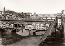 Florence Ponte Vecchio River Arno Cityscape Architecture Vtg. Photo 19thC. picture