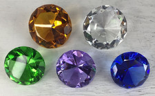Lot of 5 Glass Diamonds jewels blue purple green topaz clear paperweights picture