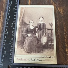 Antique Cabinet Card Photo Mother & Daughter Victorian Sepia Fort Madison Iowa  picture