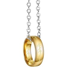 Gold Plated Lord of the Rings Hobbit Ring Necklace The One Ring of Power - USA picture