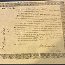Georgia Governor Commission, Justice of Inferior Court, Baldwin Co 1836 picture