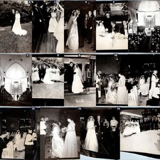 14 MIXED LOT c1950s Catholic Church Wedding Snapshots Priest Reception Dance Vtg picture