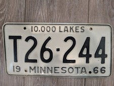 1966 Minnesota License Plate Auto Tag Garage Decor Vintage T26-244 picture