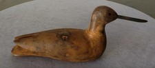 Antique Small Hand Carved ShoreBird Decoy Folk Art Sculpture 7 Inch Glass Eye picture