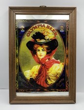 VTG OLYMPIA Beer Brewing Co. Mirror Lady W/Hat Made In England 9x13 picture