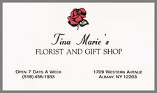 Tina Marie's Florist Gift Shop Albany NY Vintage Business Card picture