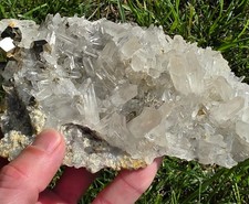 Large Iridescent Pyrite with Large Quartz Cluster — Indonesia, 794 grams picture