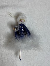 Soffieria de Carlini Lady Elegance Blue Cape White Fur Trim Ornament picture