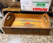 Vintage Budweiser Wooden Serving Tray Anheuser Busch Eagle Logo Bar Decor picture