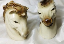 Ceramic Art Studio Horse Head Figurine Pair Madison WI Betty Harrington 1950s picture