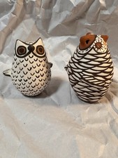 J. Laate Signed ZUNI OWL Birds  Native American Pueblo Pottery Lot Of 2 picture