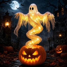 LED Swirling Ghost Pumpkin Yard Lamp | Lighted Halloween Garden Decor, Outdoor L picture