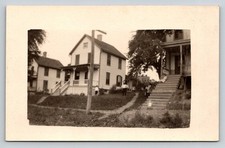 Vintage RPPC Real Photo Postcard Old Houses Street Scene People Family Early picture