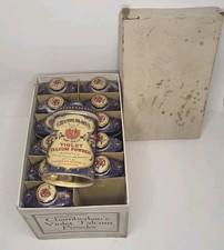 Rare/Vintage Box of 12 Chamberlain's Violet Talcum Powder - All Bottles Filled picture