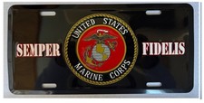 USMC United States Marine Corps SEMPER FIDELIS SEAL BLACK License Plate 6
