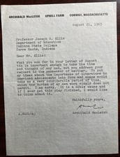 ARCHIBALD MACLEISH-Typed Letter Signed-Pulitzer Prize-Tony Award-Vintage-1963 picture