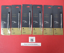 6 X Parker Quink Flow Ball Point Pen BP Refill Refills Black Ink Medium Nib New picture