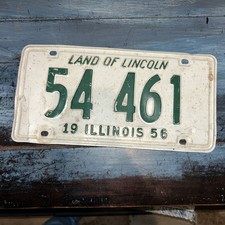 Vintage 1954 Illinois License Plate Land Of Lincoln 1st Year Green Tag Steel picture