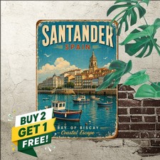 Santander Spain Travel Poster Retro European Coastal Wall Decor Metal Sign picture