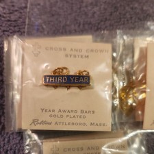 Vintage Methodist Sunday School cross & crown 3 year award Badge Gold Plated 6 picture