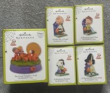 Hallmark Keepsake 2011 Peanuts Halloween Ornament Lot of 5 Complete Set Magic picture
