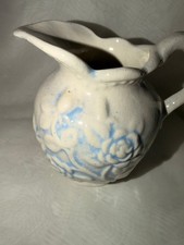 Vintage Blue and White Floral Ceramic Pitcher picture