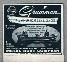 1956 Print Ad Grumman Aluminum Boats & Canoes Metal Boat Co Marathon,NY picture