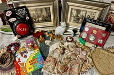 VTG Grannies Junk Drawer Lot Coins Minatures & More picture