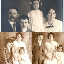 x3 LOT c1910s Family Portraits RPPC Mother Father Children Boy Girl Studio PC picture