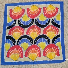 Vintage Taiwan  Multi Colored Sea SHELL Scarf  25X25