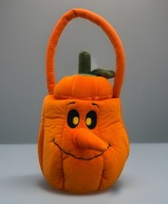 Vintage Bestever Plush 3D Pumpkin Trick or Treat Bag Bag Bucket Plush W/ Nose picture