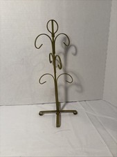 Vintage Olive Green Metal 6 Mug Cup Holder Tree  MCM Japan 14.5