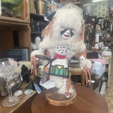 Signed Hopi Kachina White Buffalo  Bakobi Bacavi 13” Katsina Doll Hand Carved picture