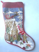 Sferra Needlepoint Christmas Goodies Holiday Stocking Hand Stitched Wool New picture