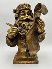 Vintage Mark Roberts Faux Gold Santa Claus Bust Statue Holiday Christmas EUC picture