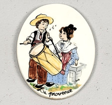 VTG Art Tile LA PROVENCE Porcelain Medallion Ceramic Handmade Signed '50s France picture