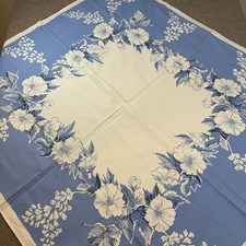 Vtg 50s MCM Floral Hibiscus Tablecloth 44