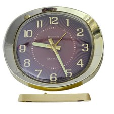 1970s Vintage Westclox Big Ben Alarm Clock Burgundy Dial Gold-Tone  picture
